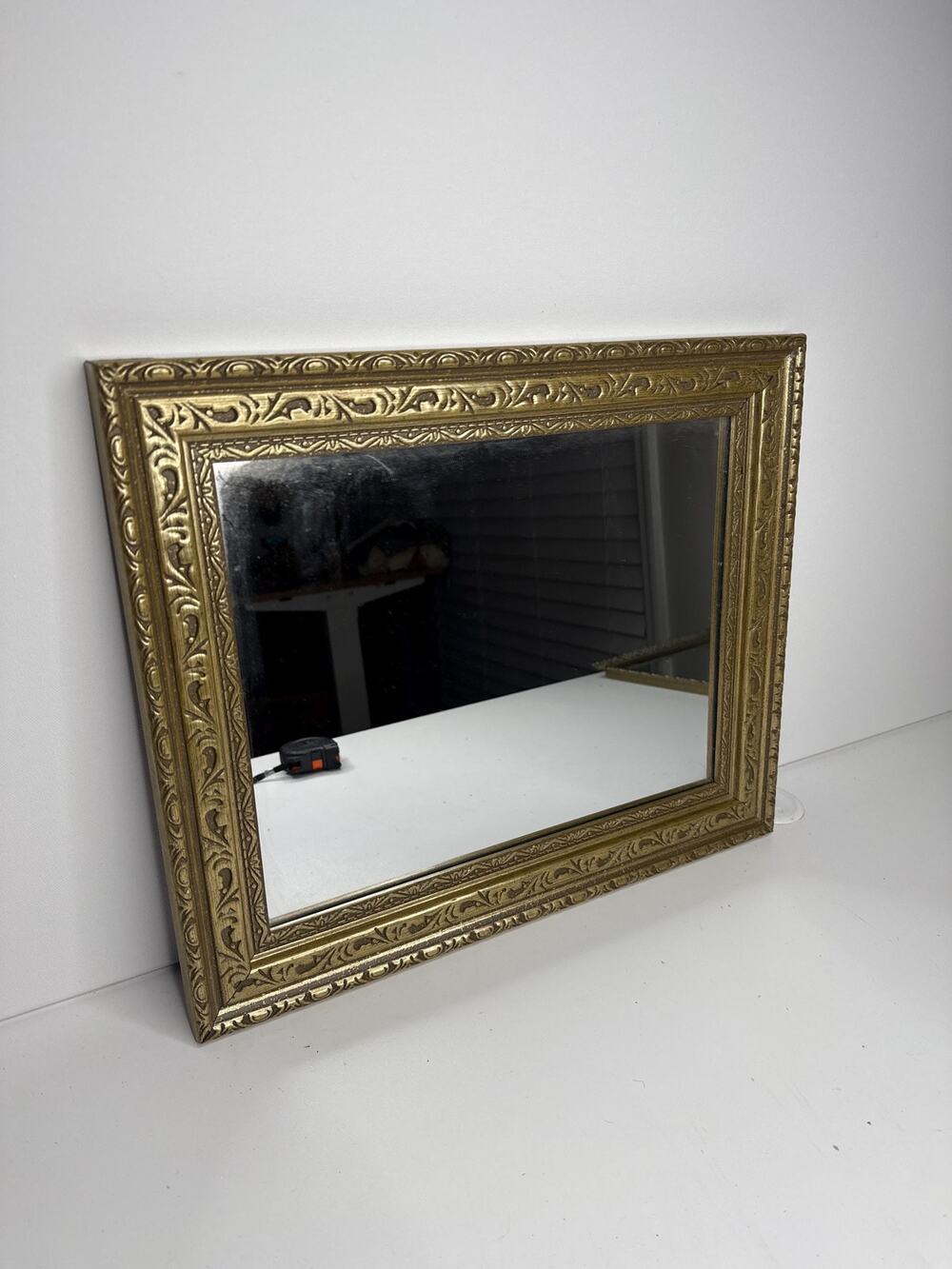 Vintage Ornate Gold Gilt Mirror: Carved Rectangular Wall Decor
